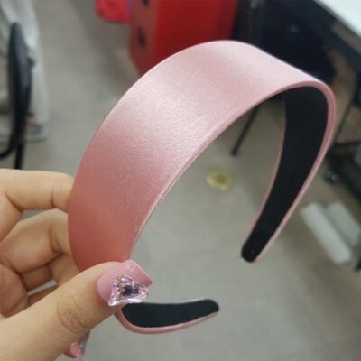 Flat Pink Hair Band Satin and Suede Material
