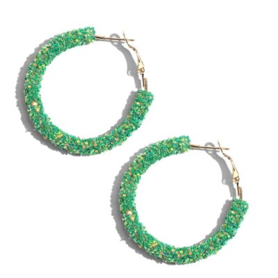 Sparkle Charm Hoops Green