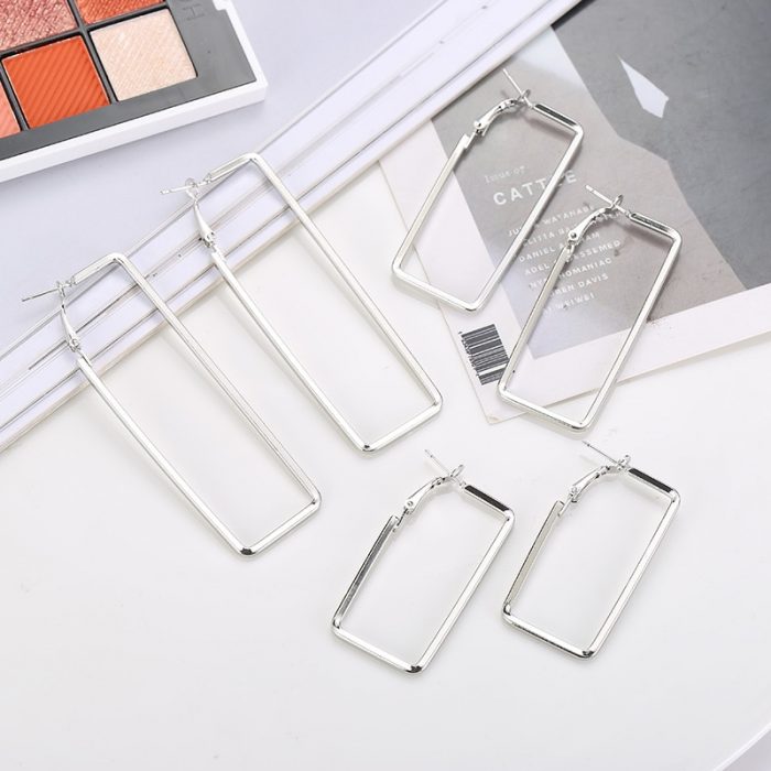 Small Rectangle Earrings Silver