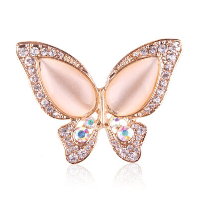 Diamond Opal Butterfly Brooch