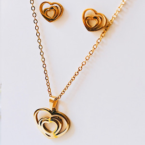 Stainless Steal Heart Necklace Set