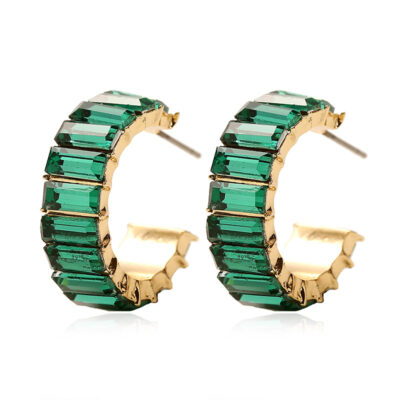 Green Baguette Earrings