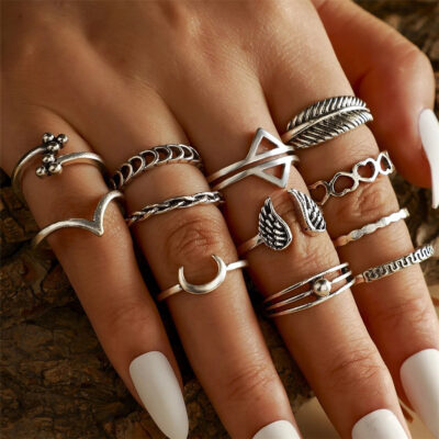 Silver Rings Of Set- 14pc