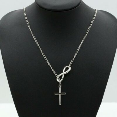 Cross Infinity Silver Chain Necklace