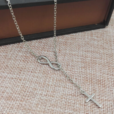 Cross Infinity Silver Chain Necklace