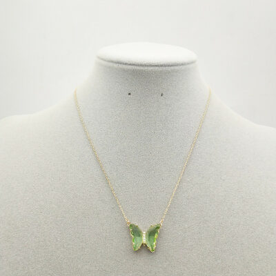 Glass Butterfly Necklace Green Colour