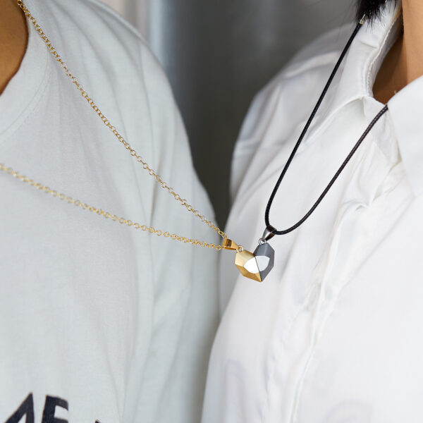 Couple Heart Necklace Golden & Black