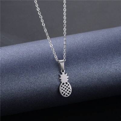 Pineapple Pendant Silver Chain Necklace