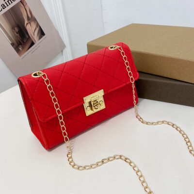 Red Leather Crossbody  Bag
