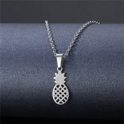 Pineapple Pendant Silver Chain Necklace