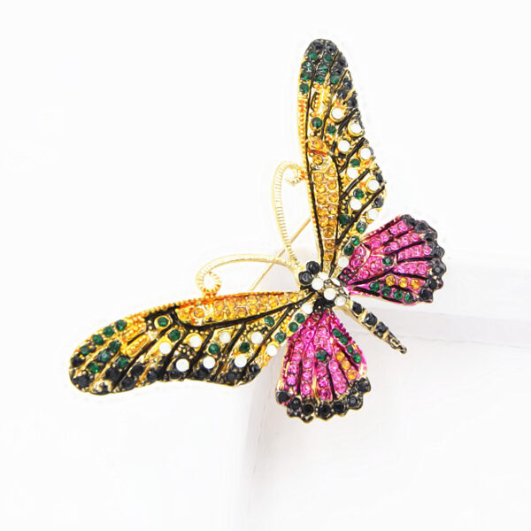Pink Multi Colour Big Butterfly Brooch