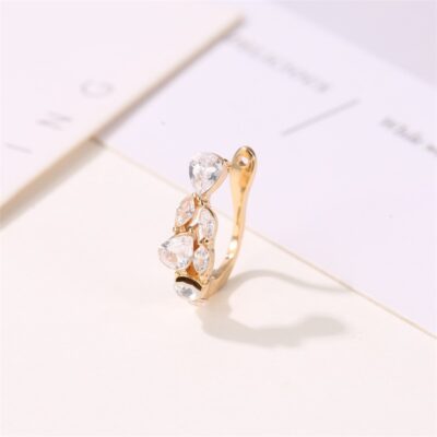 Korean Style Simple Zircon Golden Ear Cuffs 1pc