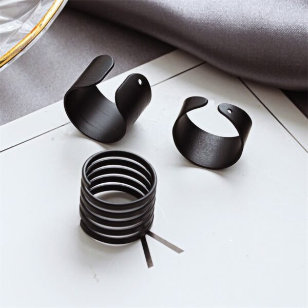 Black Matte Frosted Open Ring Three Piece Set