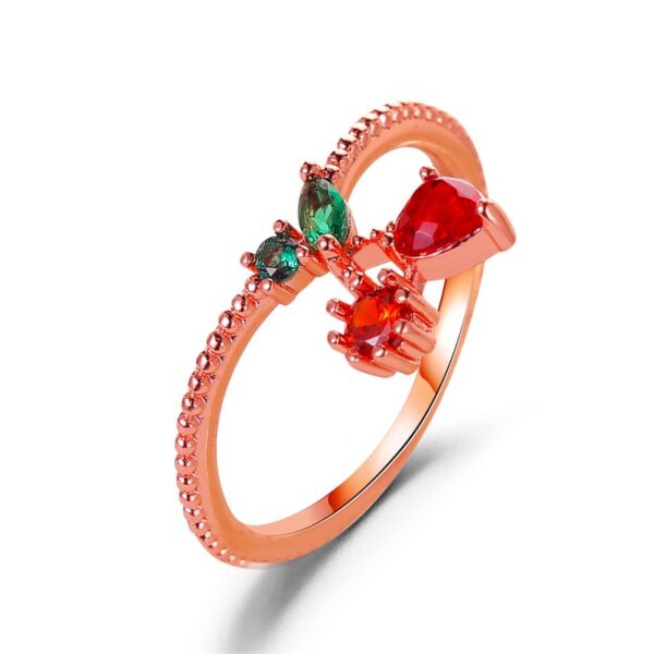 Red Cherry Rose Gold Ring