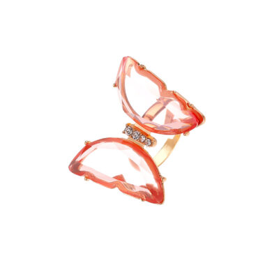 Peach Colour  Butterfly Ring