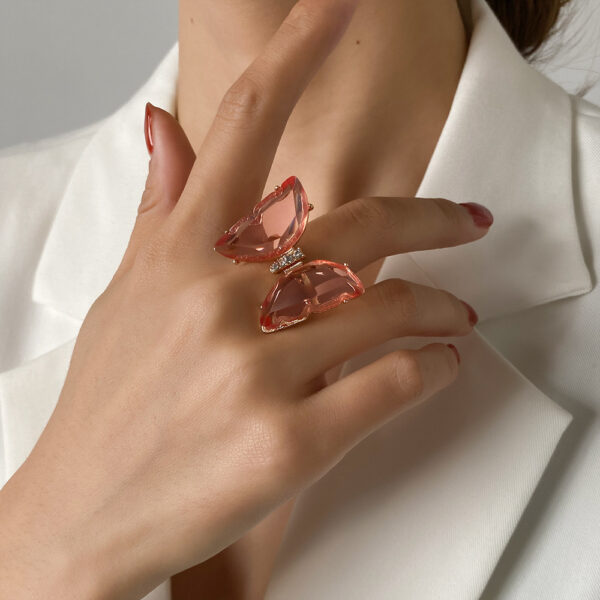 Peach Colour  Butterfly Ring