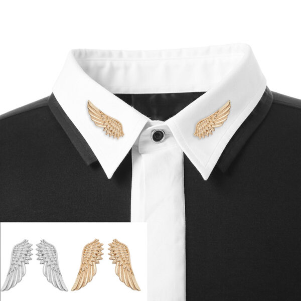 Punk Style Wings Collar Pin Retro Brooch Golden