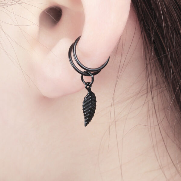 Black Metal Leaf Ear Cuffs 1 pc