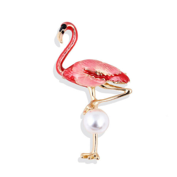 Drop Oil Three-Dimensional Flamingo Brooch