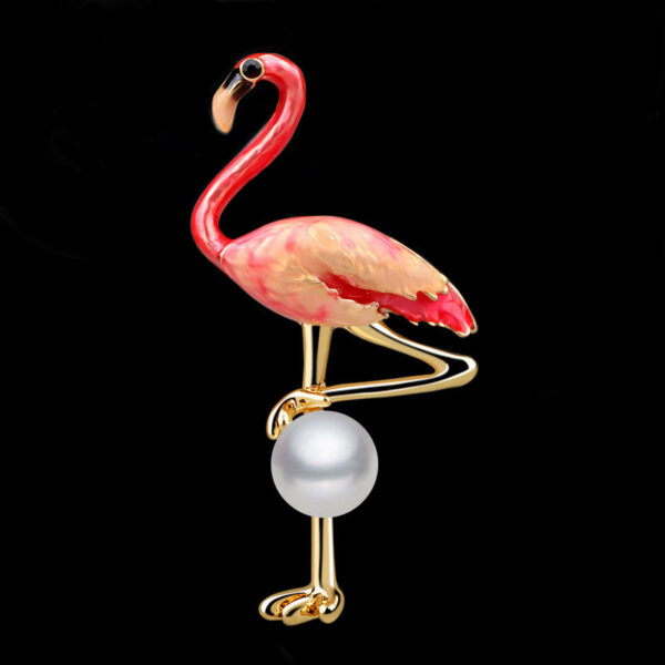 Drop Oil Three-Dimensional Flamingo Brooch