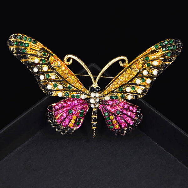 Pink Multi Colour Big Butterfly Brooch