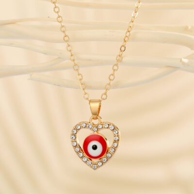 Red Heart Shape Evil Eye Necklace