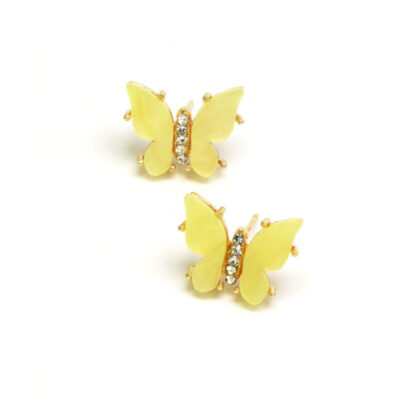 Yellow Butterfly Diamante Studs