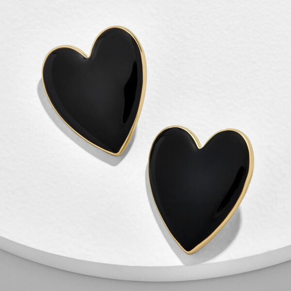 Black Heart Shape Stud Earrings