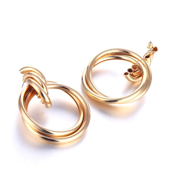Golden Circle Shape Hanging Earrings