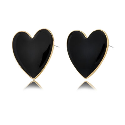 Black Heart Shape Stud Earrings