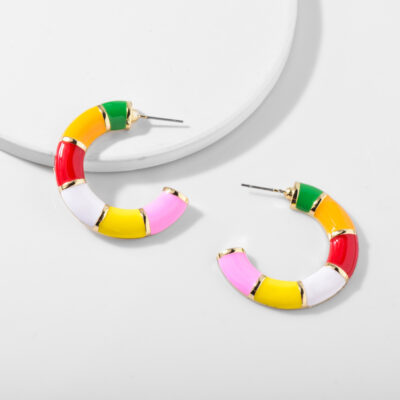 Multi Colour C – Shaped Design Earrings
