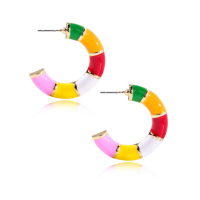 Multi Colour C – Shaped Design Earrings