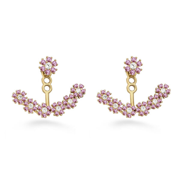 Pink Flower Back Hanging Earrings