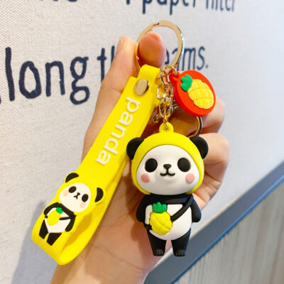 Yellow Pineapple Panda Keychain