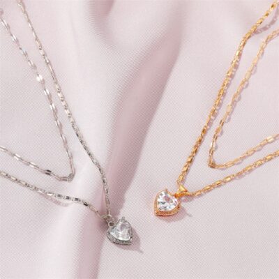 Golden Double Layer CryStal Love Nacklace