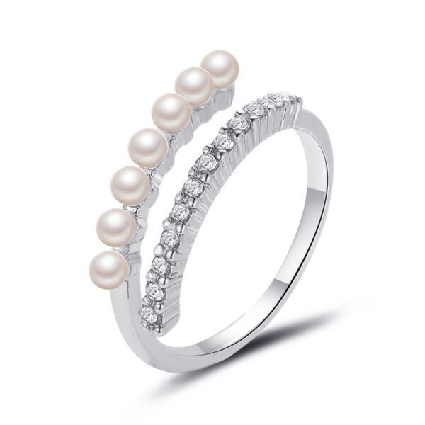 Adjustable Pearl Silver  Rings