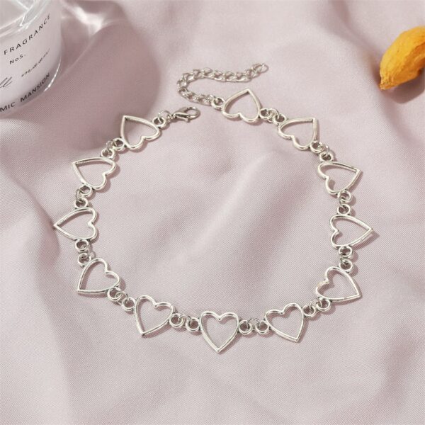 Heart Shape Silver Choker Necklace
