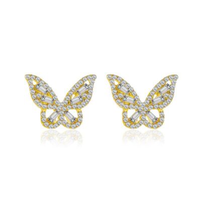 Full Diamond Butterfly Golden Stud