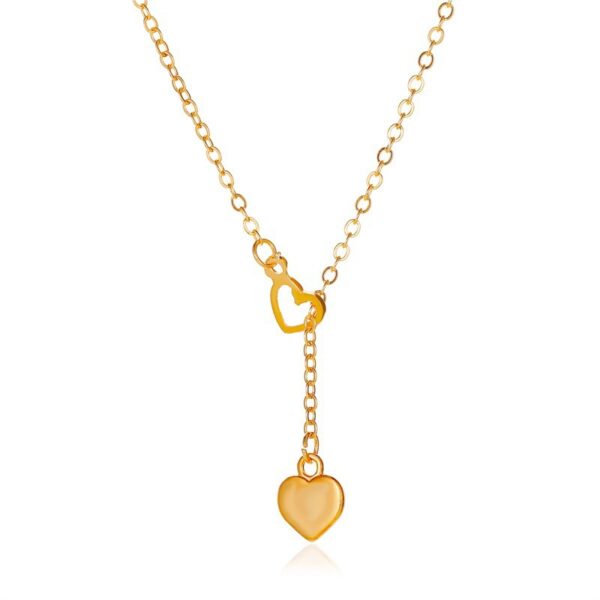 Golden Long Heart Shaped Pandant Nacklace