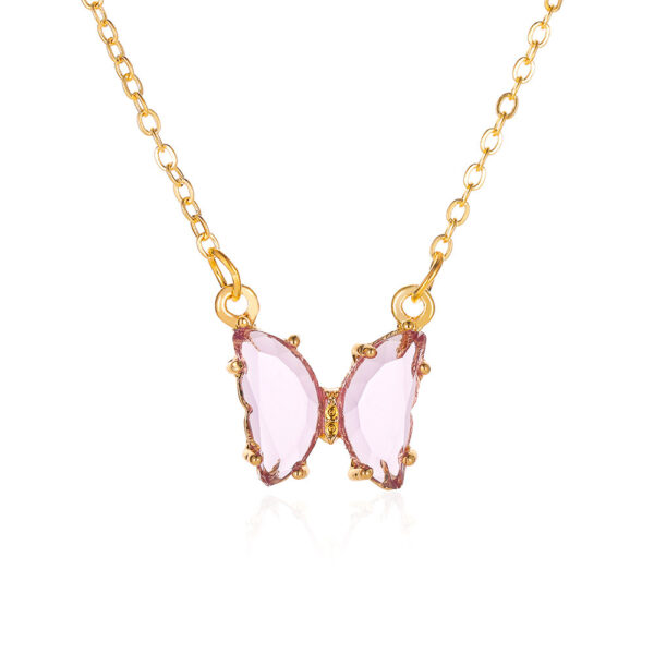 Purple  Crystal Butterfly Necklace