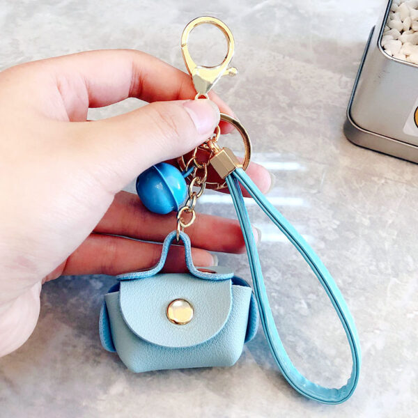 Sky Blue Leather Bag Design Keychain