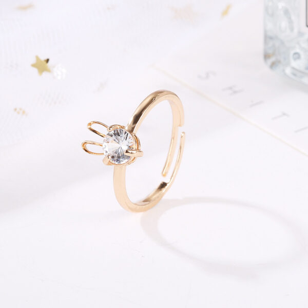 Rebbit Ear Diamond  Golden Adjustable Rings