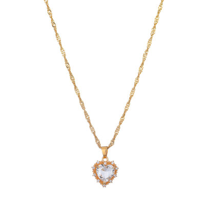 White Diamond  Pendant Golden Necklace