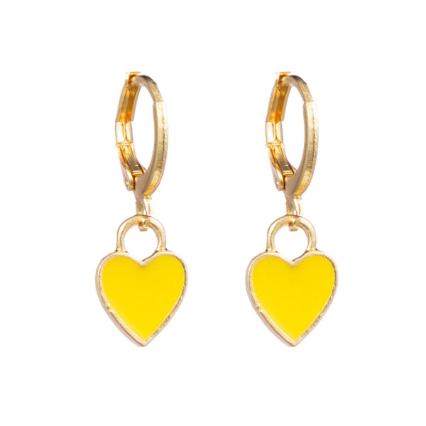 Yellow Heart Golden Earrings