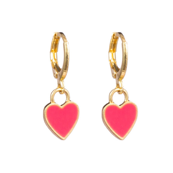 Pink Heart Golden Earrings