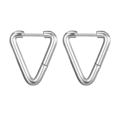 Triangle Fat Silver Hoops