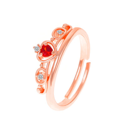 Red Diamond Rose Gold Adjustable Ring