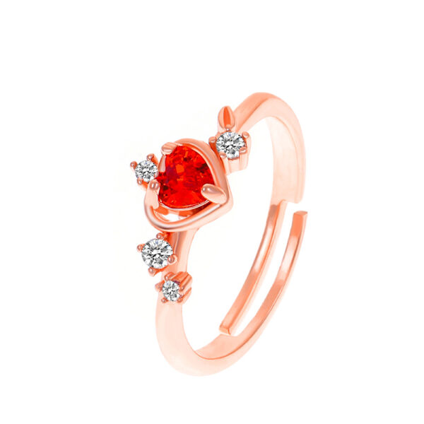 Red Cherry Rose Gold Adjustable Ring