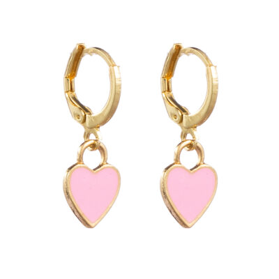 Light Pink Heart Golden Earrings