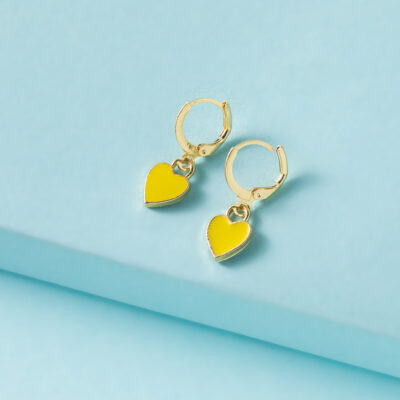 Yellow Heart Golden Earrings